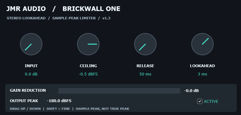 Brickwall One plugin interface