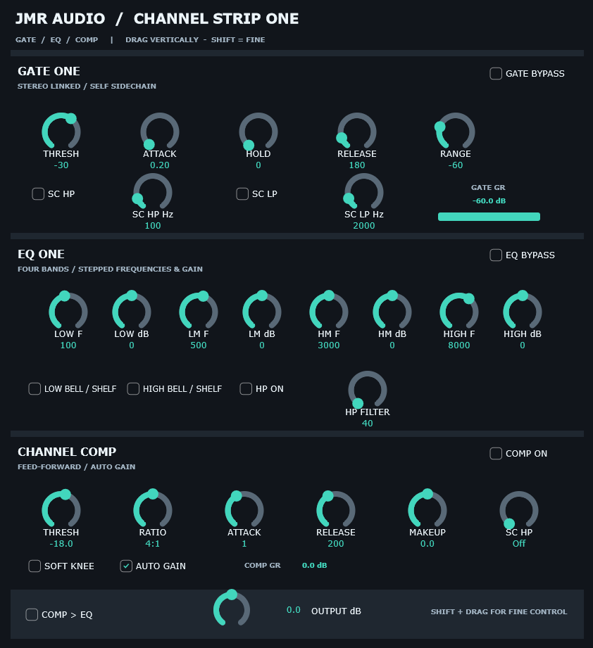 Channel Strip One plugin interface
